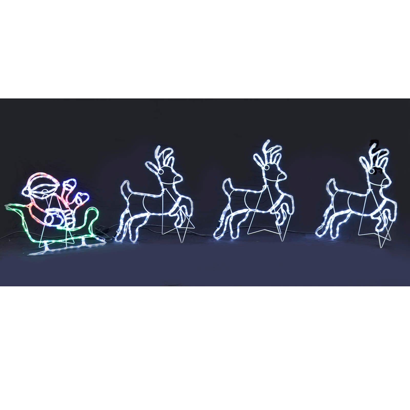 Mr Crimbo 2.5m Animated LED Santa Sleigh Christmas Rope Light - MrCrimbo.co.uk -XS7269 - -